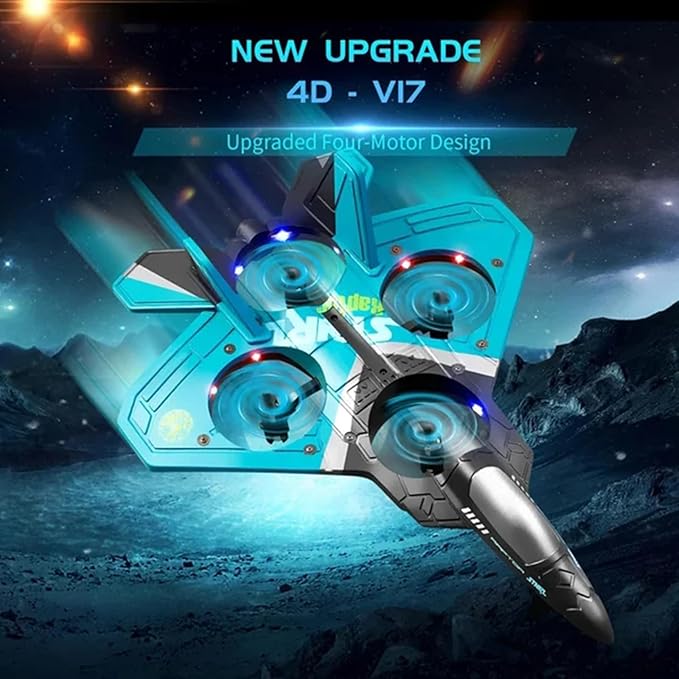 Remote Control Airplane RC Planes RC Fighter Jet Toy for Kids Adults 8-16 Remote Control Planes with LED Light 2 Batteries 360° Stunt Spin Durable Foam Gifts for Boys (Blue + 2 Batteries)