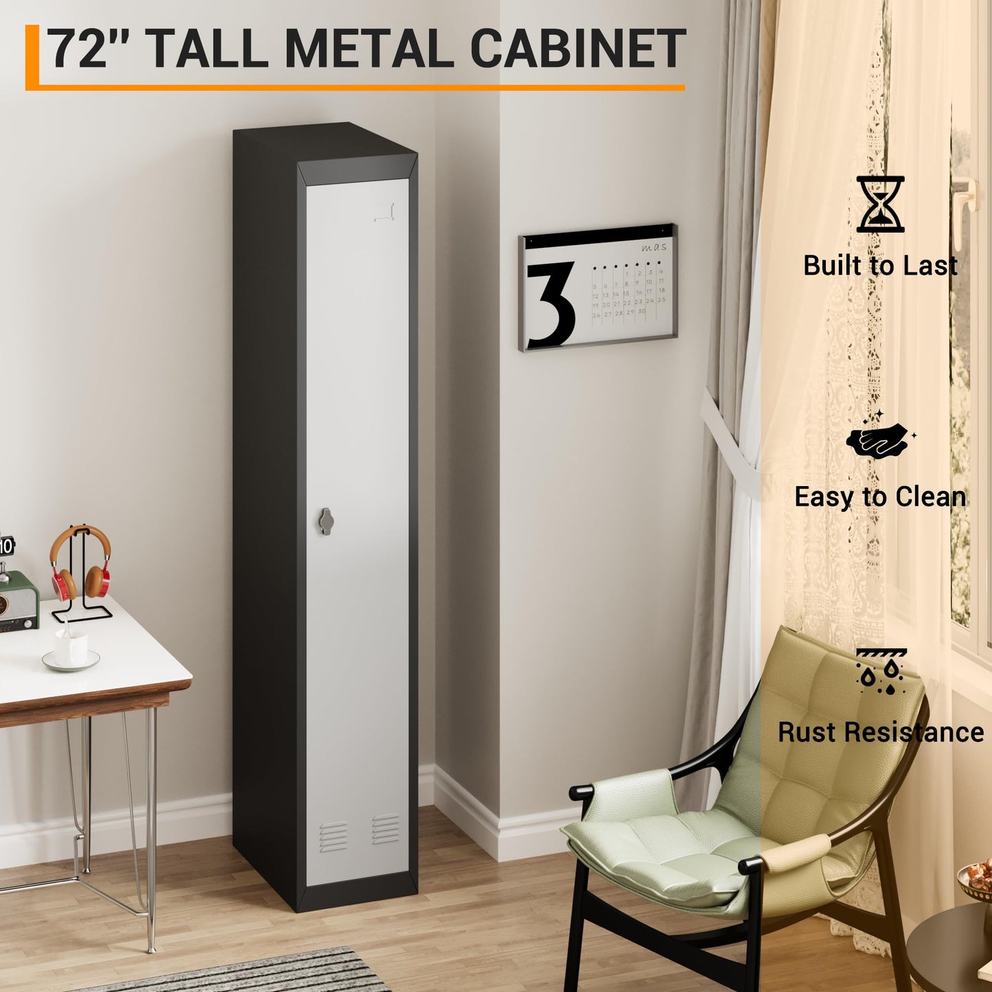 Metal Storage Locker with Doors, Lockers Featuring Shelves, Ideal for Employees and Students, Suitable for Schools, Garages, Offices, Gyms, Homes, and Warehouses, Requires Assembly, Grey and Black