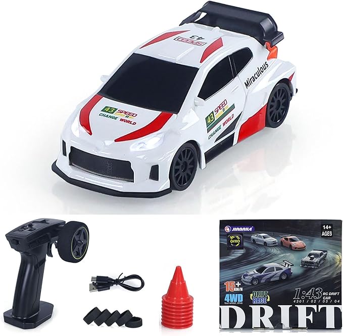 TOUCAN RC HOBBY 1/43 RC Drift Car High Speed 4WD Racing Vehicles 2.4GHz RTR Mini Car Model Radio Battery Lights Gyroscope for Ages 14+