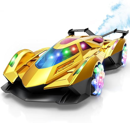 SASBSC Lamb Remote Control Car for Boys 4-7 8-12 Rc Cars with 360° Rotation Spray Music &amp Lights 1:12 Rechargeable Rc Car Toys 10-12km/h Sport Race Toy Cars Gifts for Kids (Gold)