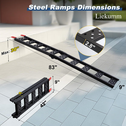 LIEKUMM 83" ATV Ramps 2-Pack, 960 lbs Capacity Folding Loading Ramps for Pickup Trucks, Heavy Duty Truck Ramps for Trailer, Lawn Mower (Black)