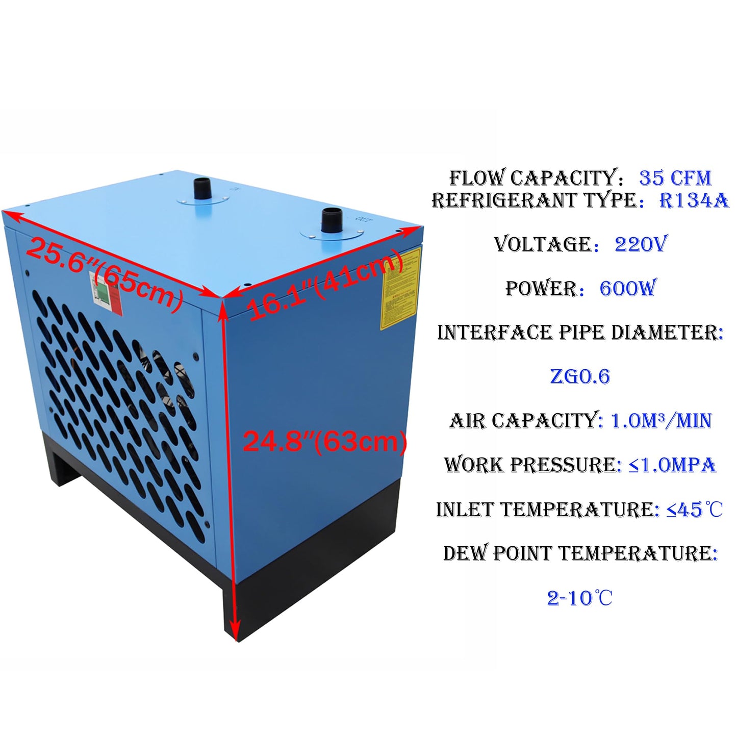 HQHAOTWU 7.5C Refrigerating Dryer Air Compressor Refrigerated Air Drying System 35 CFM Flow Capacity 30HP Air Compressors 220V