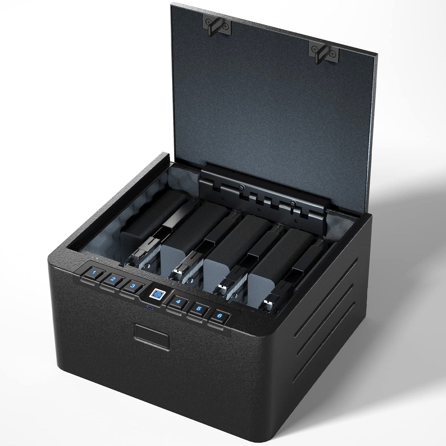 XDeer Gun Safe, Biometric Quick Access Gun Safe for Handgun, 4 Pistols High Capacity Handgun Safe with Digital Keypad, Biometric Fingerprint