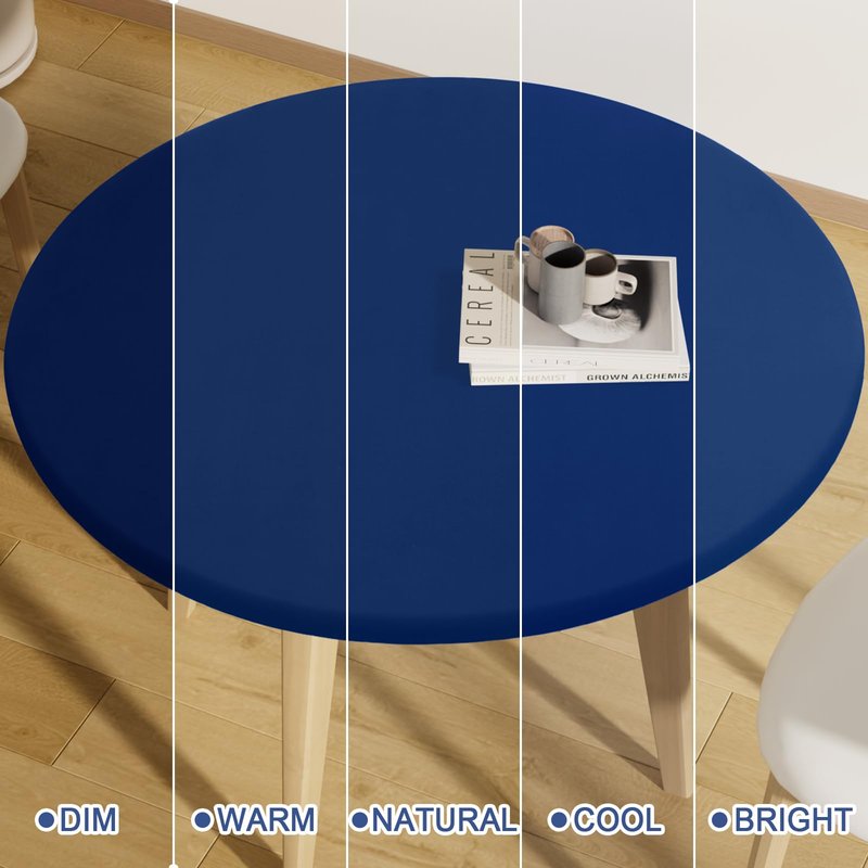 Moosfor Round Spandex Tablecloth, Elastic Fitted Waterproof Tablecloths for 45"-56" Tables, Stretch Washable Picnic Table Cover for Camping, Dining, Indoor and Outdoor, Navy