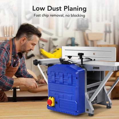 1250W Power Benchtop Planer, 29 "x 8" Worktable Thickness Wood Planer, Low Noise, Low Dust Planing and Dual Planing Function, for Removing Hard and Soft Wood Materials, Blue