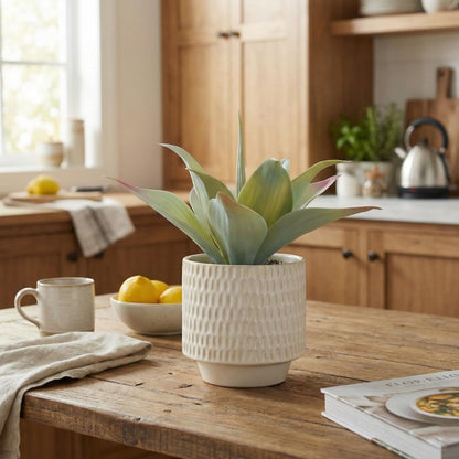 ALAGIRLS 11.8" Artificial Agave Plant, Faux Aloe Succulents Potted Plant Realistic Fake Agave Greenery with Ceramic Pot for Home Office Indoor Decor