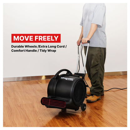 Shop-Vac 5430214 1800 CFM Floor Fan, 3-Speed Air Mover, Blower Fan Heavy Duty Stackable, for Home Commercial, and Janitorial Use