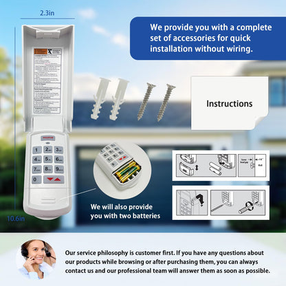 XDTKML Universal Garage Door Opener Keypad Compatible with Genie/Liftmaster/Chamberlain/Craftsman/Linear/Wayne Garage Door Opener Keypad Replacement Both Works for DIP Switch and Smart Learn Button