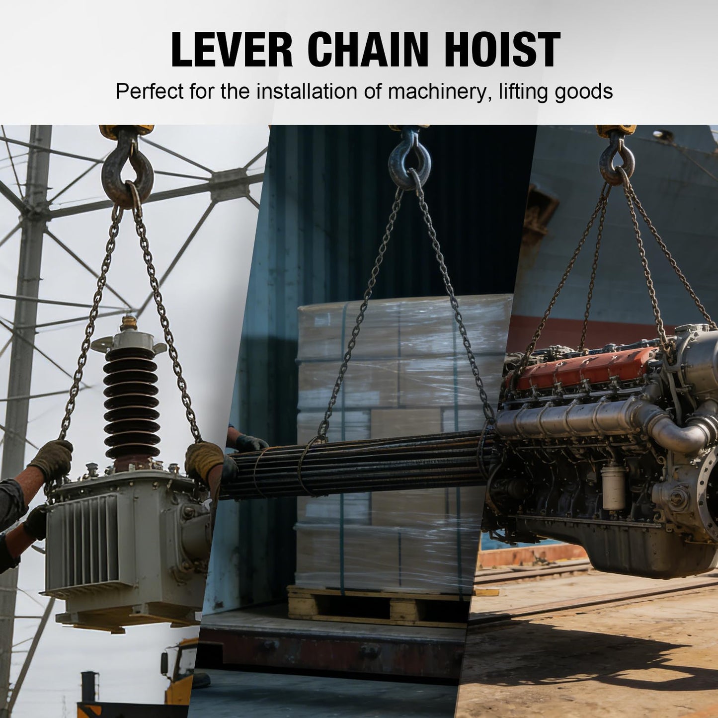 YELLOW JACKET 3 Ton Manual Lever Chain Hoist, 10 FT Come Along, G80 Galvanized Carbon Steel with Weston Double-Pawl Brake, Chain Come Along and Safety Measures for Chain Fall
