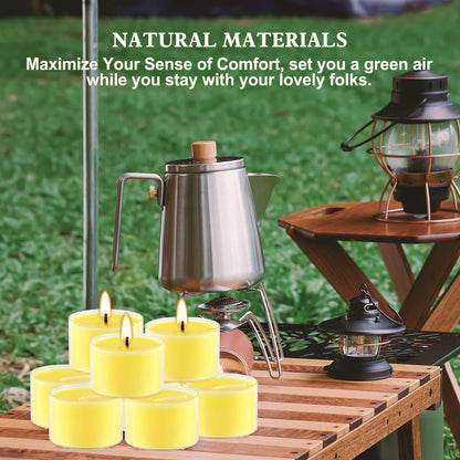 100 Pack Clear Tea Lights Candles Bulk, Summer Citronella Candle Outdoor and Indoor, for Birthday Emergency Home Garden(8 Hour, Yellow)