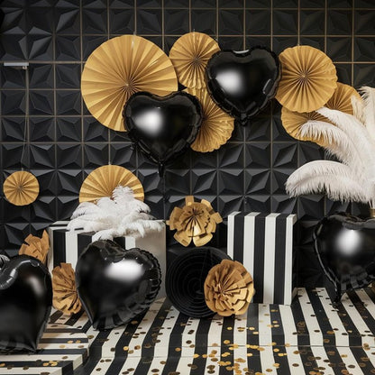 Black Heart Balloons, 18 Inch Black Heart Shape Balloon, 12PCS Large Helium Foil Romantic Balloons for Birthday Graduation Marriage Wedding Bridal Engagement Party Anniversary Decoration