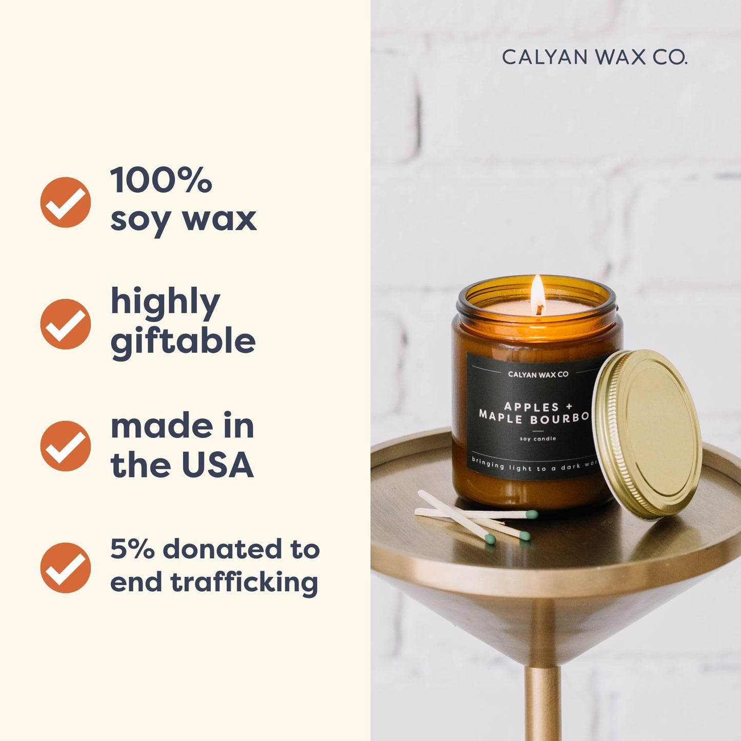 Calyan Wax Co. Passionfruit & Ginger Scented Candle - 57 Hour Burn - Luxury Clean Soy Wax Candles - Long Lasting Amber Glass Jar Candle for Home - 7.2oz