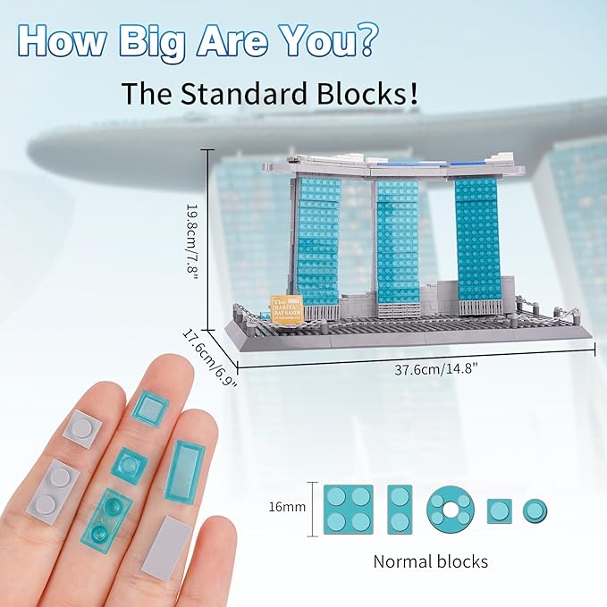Oichy Building Blocks Set Marina Bay Sands Architecture Model Kits Collection Toy Building Sets for Adults and Kids(881 PCS)