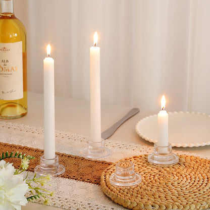 ZQXJWF Clear Glass Taper Candle Holders Set, Round Base Design, Elegant Dining Table Decor, for Table Centerpiece Wedding Party Advent Christmas Home Decorations(36, Clear)