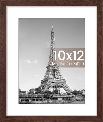 Upsimples 10x12 Picture Frame - Display 7x9 Photos with Mat or 10x12 Without | Brown, 1 Pack