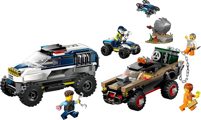 Lego tbd-60449 New title: LEGO City Off-Road Police Chase Action Set – Police SUV Crook Pickup Quad Bike &amp Drone | Kids Construction Toy - 60449