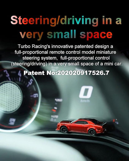 Turbo Racing 1:76 Scale RC Sport Car Table Racing 2.4GHZ Remote Control Mini Model Car with Full Proportional RTR for Adults Toys (C75-Red)