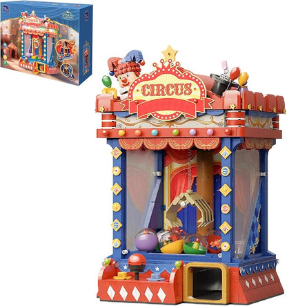 PANTASY Retro Circus Claw Machine Building Kit Arcade Style Arcade Machine Block Model with Lights &amp Music Interactive Collectible Building Set and Display Toy for Adults and Kids