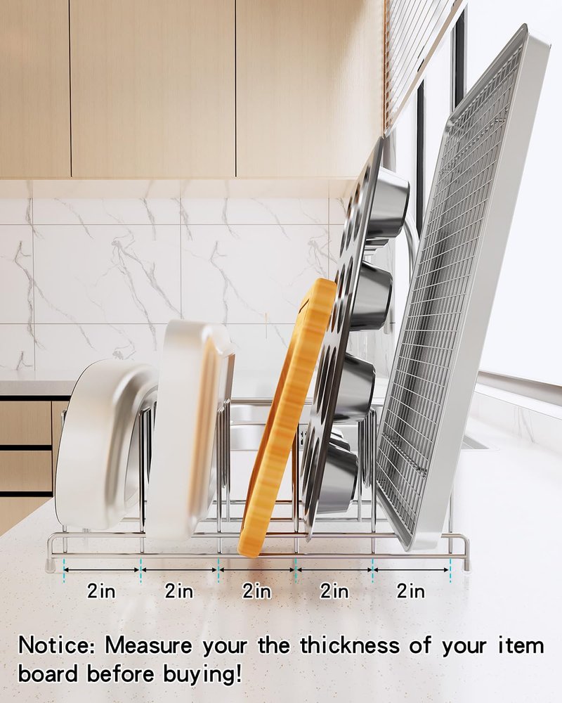 YQh 2 pack, pot cover rack, cutting board rack, kitchen cabinet or counter baking tray storage box, suitable for baking tray, cutting board, Frying pan, tray, reusable containers and covers
