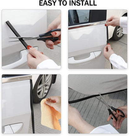 SINGARO 33Ft (10M) Car Door Edge Guard, No Glue Car Door Entry Guard Protective Strip, Rubber Edge Trim Car Door Protector, Applicable to Car, Truck, SUV and ATV, Car Exterior Accessories（Black-A）