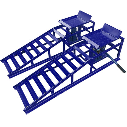 2 Pack Hydraulic Car and Truck Service Ramps,Low Profile Car Lift Service Ramps for Oil Changes,11000 Lbs (5 Tons), Adjustable Lift Height 9.8" to 16.21", Home Garage,Vehicle Auto Garage (Blue)