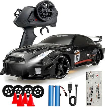 1:24 RC Drift 2.4GHz with LED Light Race Car Toys for Boys and Girls Aged 6+ Speed Adjustable up to 23Km/H High-Speed RC Racing Cars Toy Gift for Boys &amp Girls (Black)