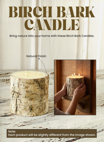 Serene Spaces Living Birch Bark Candle – Pillar Style Candle Brings Nature Indoors, Ideal for Weddings, Parties, Events, Restaurants, Home Decor, 6" Diameter & 6" Tall