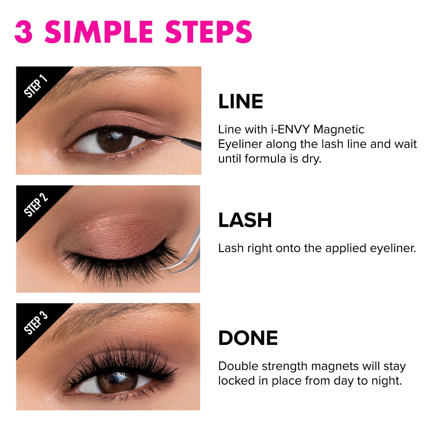 i•ENVY Magnetic Human Hair Lashes Double Strength Reusable Lashes Easy To Apply, Everyday Wearable False Eyelashes