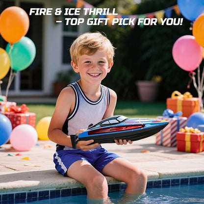 DEERC Fast RC Boat for Pool &amp Lake 20+MPH 40+ Mins Self Righting Remote Control Racing Speed Boat for Kids 2.4Ghz Summer Water Toy Gift