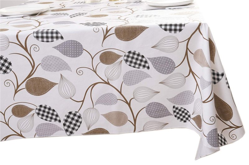 Walrus Heavy Duty Vinyl Tablecloth with Flannel Backing Waterproof Oil-Proof Plastic Table Cloth Stain-Resistant Wipeable Rectangle or Square Table Cover for Indoor and Outdoor (Leaves, 60X84 Inch)