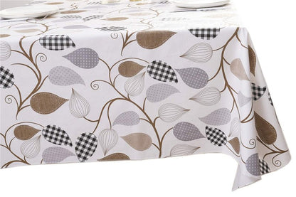 Walrus Heavy Duty Vinyl Tablecloth with Flannel Backing Waterproof Oil-Proof Plastic Table Cloth Stain-Resistant Wipeable Rectangle or Square Table Cover for Indoor and Outdoor (Leaves, 60X84 Inch)