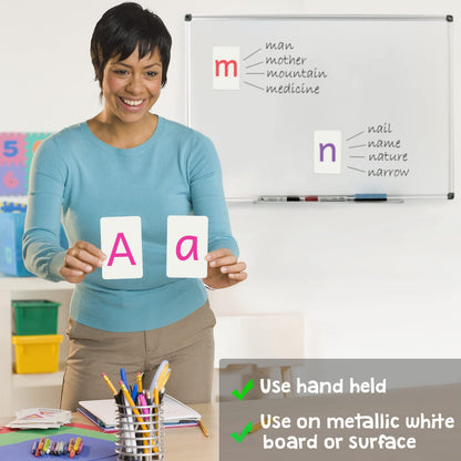 Attractivia Magnetic Big Alphabet ABC Flash Cards - 52 Sturdy Uppercase & Lowercase Large Letters, Colored - for Classroom Teachers, Homeschool, ESL, Kids and Adults