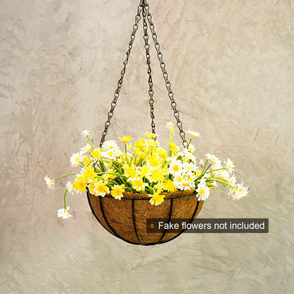 Tosnail 3 Pack 10" Metal Hanging Flower Pots Hanging Planters Plant Basket with Coco Fiber Liners