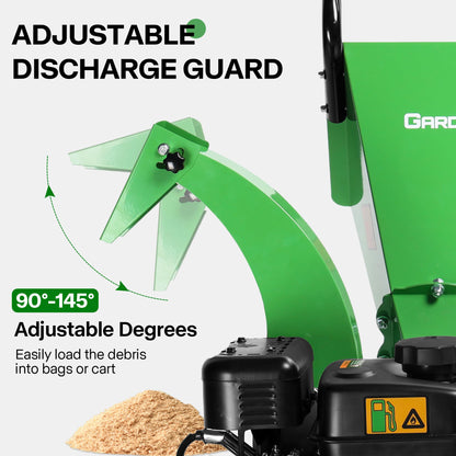 GARDENBEAUT S3 Wood Chipper Shredder, 7HP 212cc Gas Powered Heavy Duty, 3" Max Wood Diameter Capacity, 15: 1 Reduction Ratio, Easy Assembly, 1-Year Warranty After Product Registration