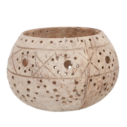 PRETYZOOM Hollow-Out Decorative Coconut Shell Candle Holder Stylish Candlestick for Home Decor Wedding Party Use