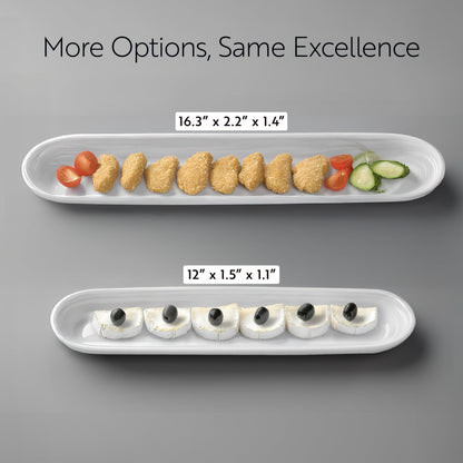 Restaurantware Siluro 16.3 Inch Olive Tray 1 Narrow Olive Plate - Microwave-Safe Oven-Safe White Porcelain Narrow Serving Tray Chip-Resistant For Olives Or Cheeses