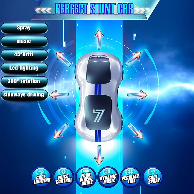 Gesture Sensing Remote Control Car Drift RC Stunt Car with Light Spray &amp Sound 2.4GHz Hobby RC Cars Toy for Kids 360° Rotate Birthday Gifts for Boys Girls 4-12