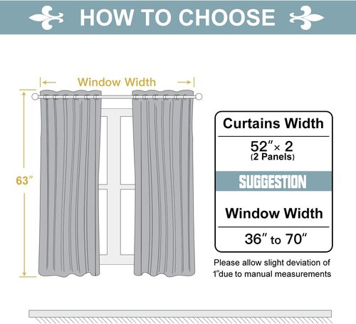 ChrisDowa Blackout Curtains - Thermal Insulated Room Darkening Panels (Navy Blue, 52W x 63L)