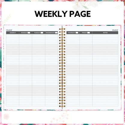 Teacher Planner 2026-2027, 7x10'' Undated Lesson Planners Teacher Planner Academic Year with Elastic Band, Back Pocket for Classroom or Home school Use，Watercolor Floral