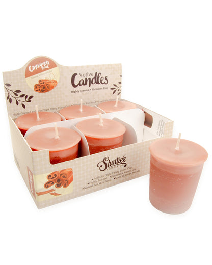 Cinnamon Bark Soy Votive Candles - Scented with Essential & Natural Oils - 6 Brown Natural Votive Candle Refills - Bakery & Food Collection