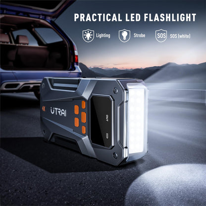 UTRAI 5500A 150PSI Jump Starter with Air Compressor, 12V Portable Jump Box (All Gas/10L Diesel), Jump Pack with LED Light, Car Jumper with Jumper Cables, Storage Case Included