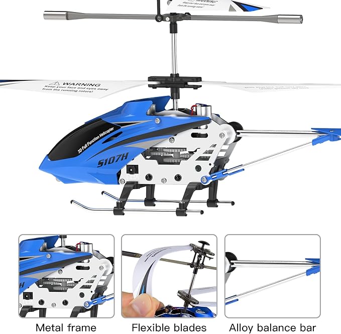 Cheerwing Remote Control HelicopterSYMA S107H Mini RC Helicopter with GyroAltitude Hold One Key Take Off/Landing for Adults Kids(Blue)