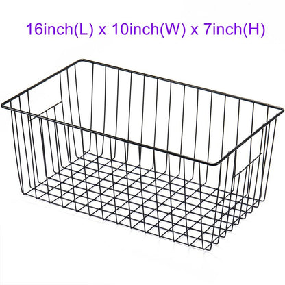 Y.Z.Bros Freezer Storage Organize Baskets - 2 Pack Stackable Deep Freezer Organizer Bins for Most 7 Cu.FT Chest Freezer with Handles, Sturdy but Light, Metal Coated, Add Space, Easy to Reach