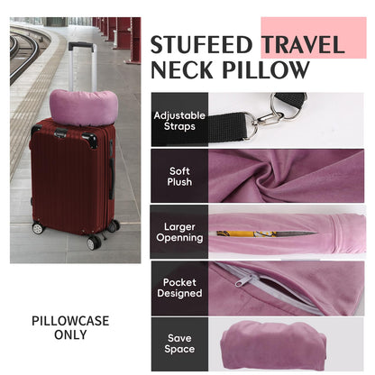 NK HealthCare Stuffable Travel Pillow, Stuffable Neck Pillow for Travel, Neck Pillow Stuffed with Clothes Storage - No Extra Baggage Fees, Fits 5+ Days of Travel Essentials, No Filler (Pink)