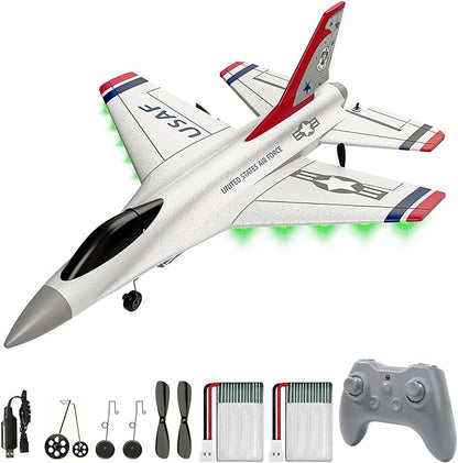 DEERC F16 Thunderbirds RC Plane3CH Remote Control Airplane Fighter Toys2.4GHz 6-axis Gyro Stabilizer RTF Glider Aircraft Plane with 2 BatteriesEasy to Fly for Beginners Kids Adults