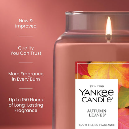 Yankee Candle Autumn Leaves, Scented Candle, 22oz Large Jar, Up to 150 Hour Burn Time, Giftable