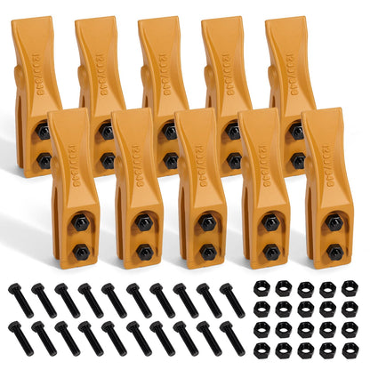 VORGENS 10 Pack Bolt on Trenching Bucket Teeth, Fit for Skid Steer Loder on 5/8" Bucket Lip, Mini Skid Steer Bolt on Teeth with Bolt and Nuts Tractor Bucket Teeth Mini Excavator Attachments 6684447