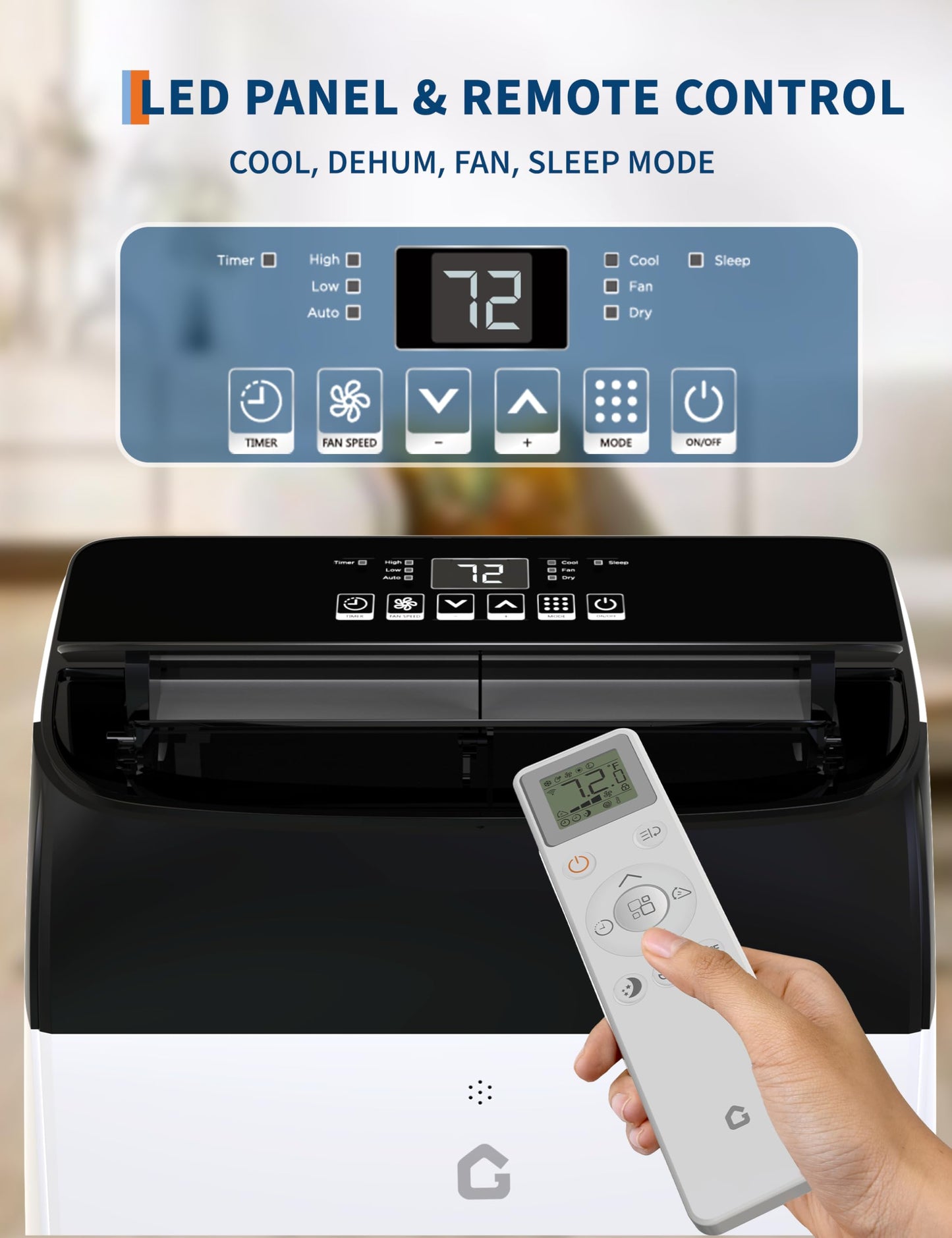 GarveeLife 12,000 BTU Portable Air Conditioners - Smart AC Units Cold with Drainage-free 48db Quiet Cooling within 550 sq.ft, Remote Control 24H Timer/Dehumidifier/Fan Modes for Bedroom Room Indoor
