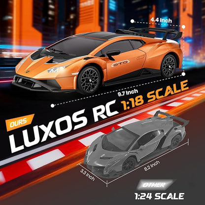 Lamborghini Remote Control Car 1:18 Scale Officially Licensed Lamboghini Toy Car Cool RC Cars Toys for 4 5 6 7 8 9 10 11 12 Year Old Boys Kids Adults Gifts15km/h Fast RC Drift Car (Orange)