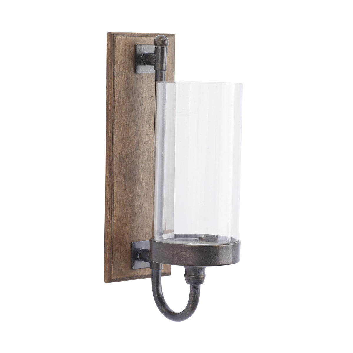 Deco 79 Wood Wall Sconce with Glass Holder, 5" x 8" x 16", Brown